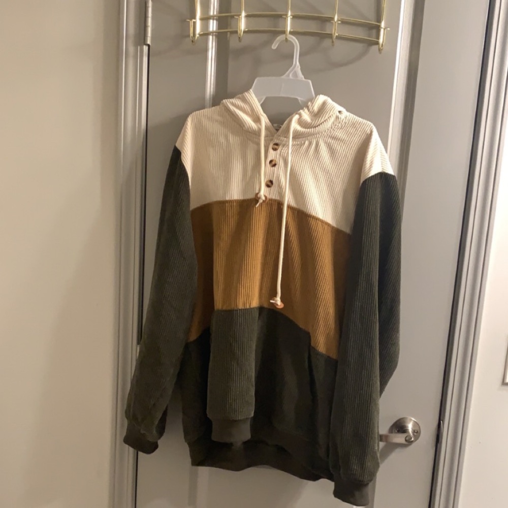 SOLD Corduroy color blocked hoodie in perfect condition